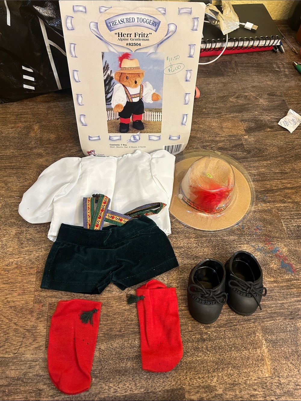 Treasured Toggery "Herr Fritz" Alpine Doll Outfit - Red, Black, White